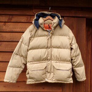 Vintage The North Face Down Puffer Hooded Parka Coat Jacket Men's M Tan/Orange